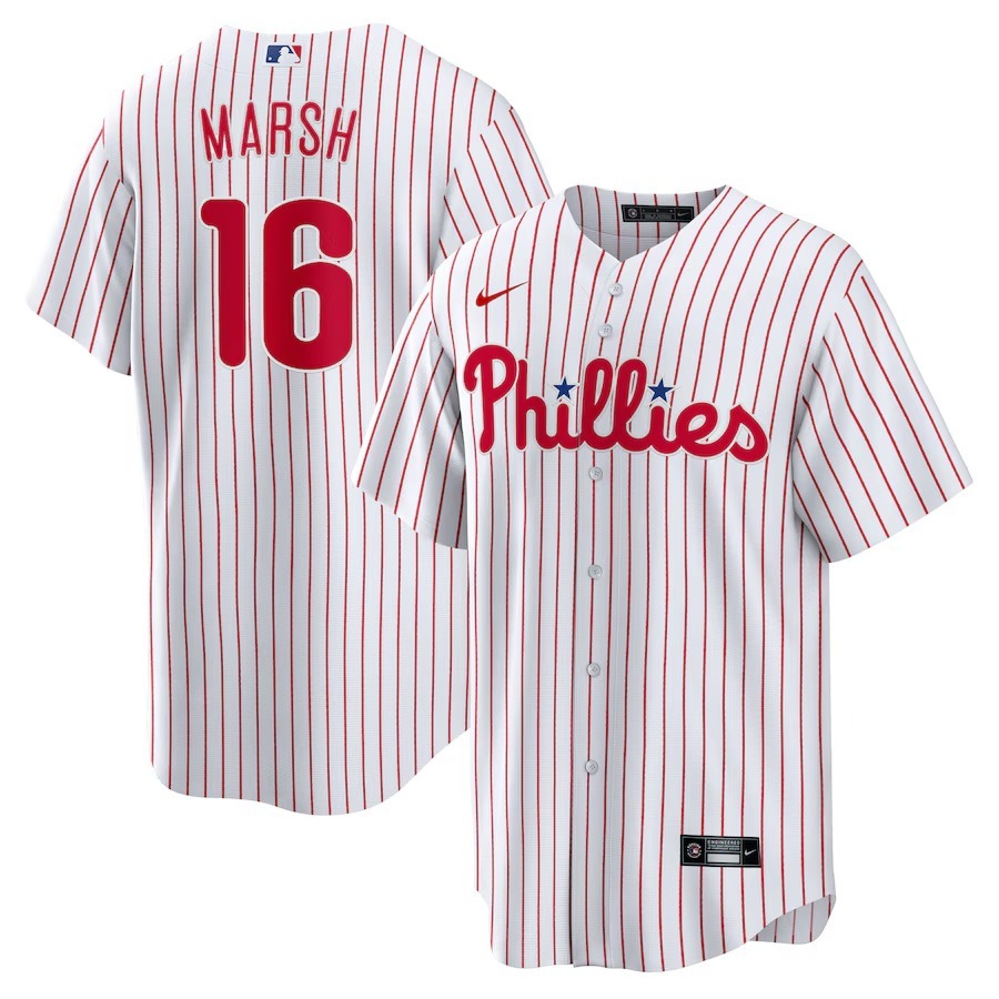 Men's Philadelphia Phillies Brandon Marsh Nike White Replica Player Jersey - Ujersey