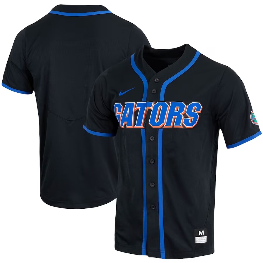 Florida Gators Nike Replica Full-Button Baseball Jersey - Black - Ujersey