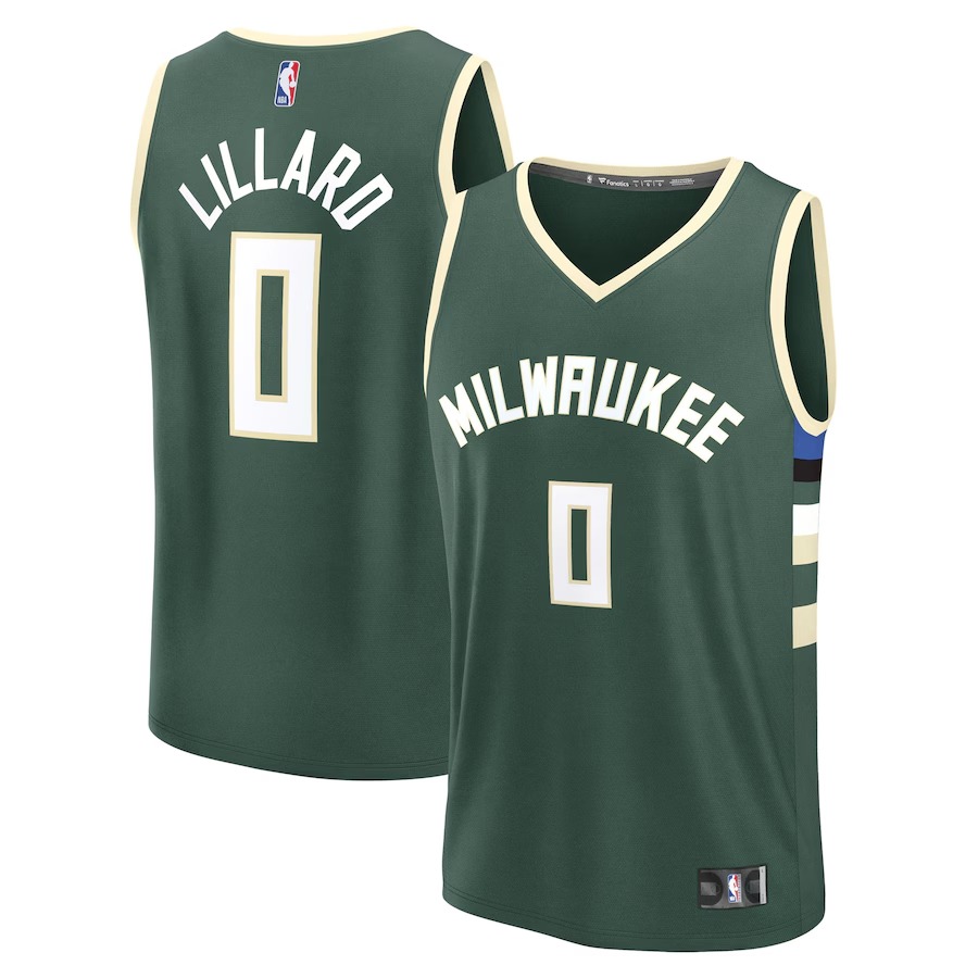 Youth Milwaukee Bucks Damian Lillard Fanatics Hunter Green Fast Break Replica Player Jersey - Icon Edition - Ujersey