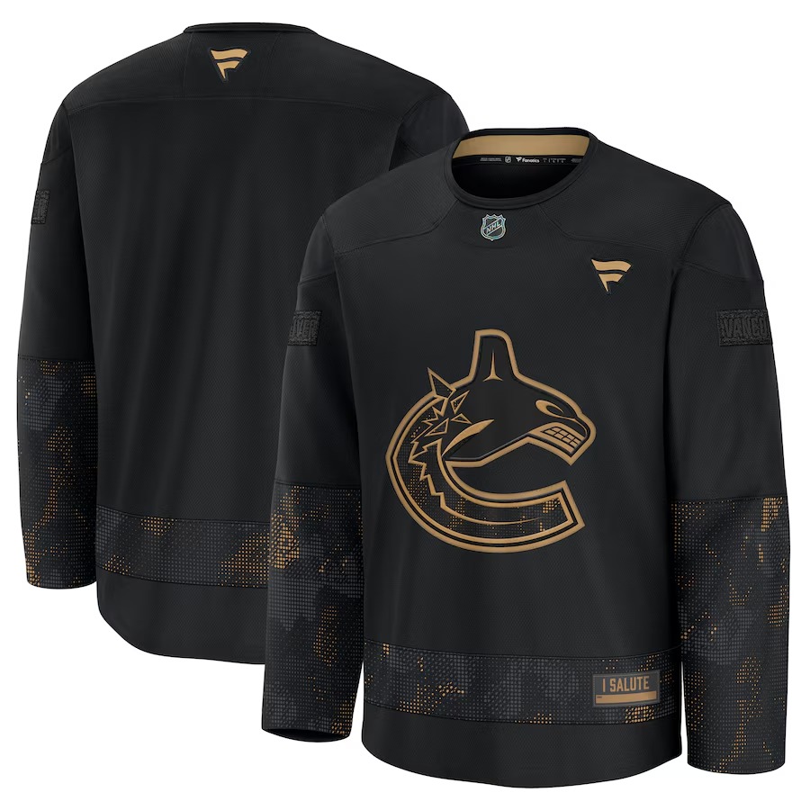 Men's Vancouver Canucks Fanatics Black 2024 Military Appreciation Practice Jersey - Ujersey