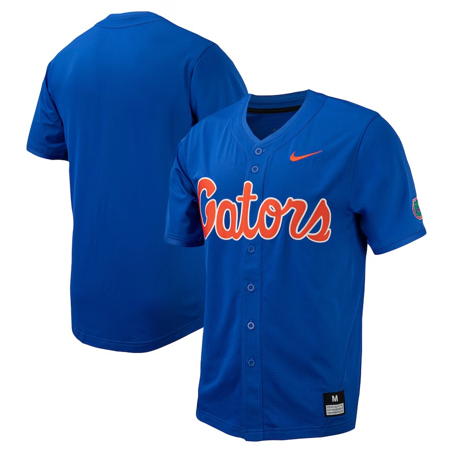 Florida Gators Nike Replica Full-Button Baseball Jersey - Royal - Ujersey