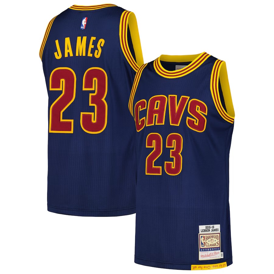 Men's Cleveland Cavaliers LeBron James Mitchell & Ness Navy 2015/16 Hardwood Classics Authentic Jersey - Ujersey