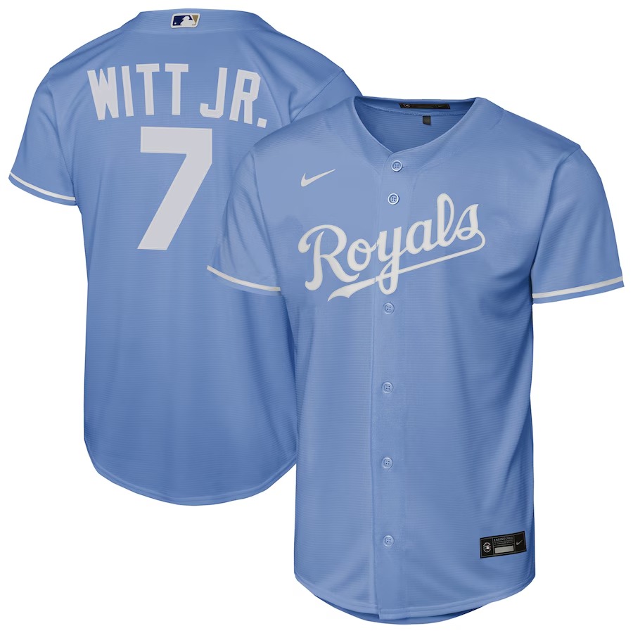 Youth Kansas City Royals Bobby Witt Jr. Nike Light Blue Alternate Replica Jersey - Ujersey