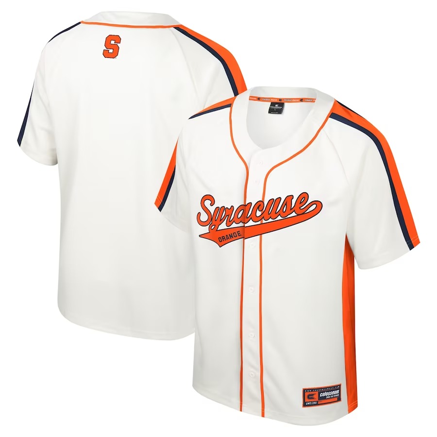 Syracuse Orange Colosseum Ruth Button-Up Baseball Jersey - Cream - Ujersey