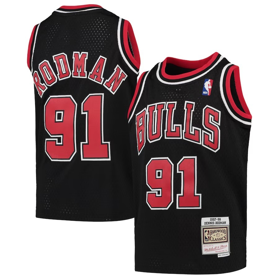 Youth Chicago Bulls Dennis Rodman Mitchell & Ness Black 1997-98 Hardwood Classics Swingman Jersey - Ujersey