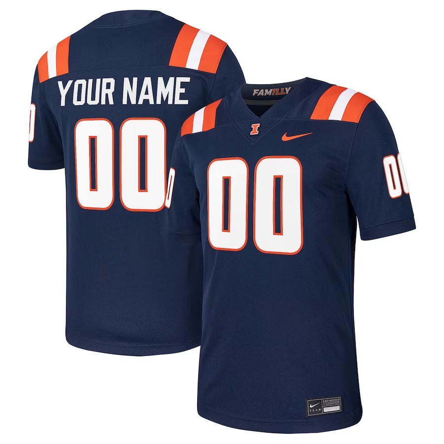 Illinois Fighting Illini Nike Custom Football Game Jersey - Navy - Ujersey