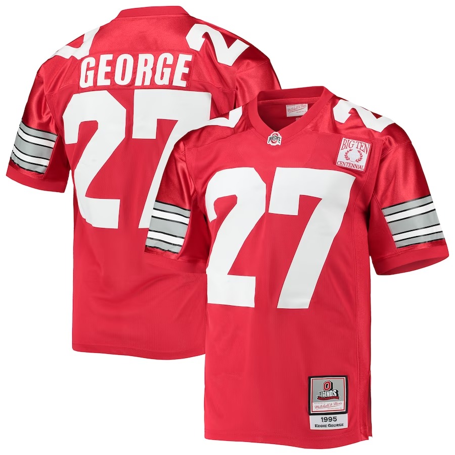 Eddie George Ohio State Buckeyes Mitchell & Ness 1995 Authentic Throwback Football Jersey - Scarlet - Ujersey