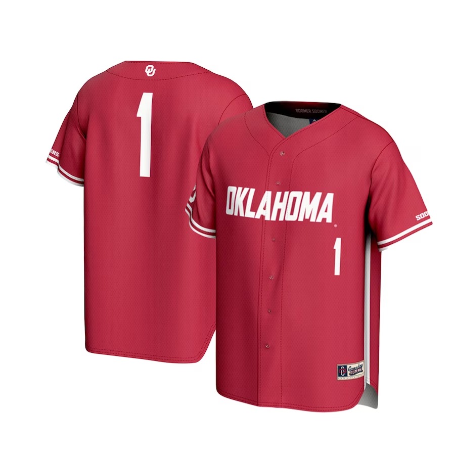 #1 Oklahoma Sooners GameDay Greats Youth Lightweight Baseball Jersey - Crimson - Ujersey