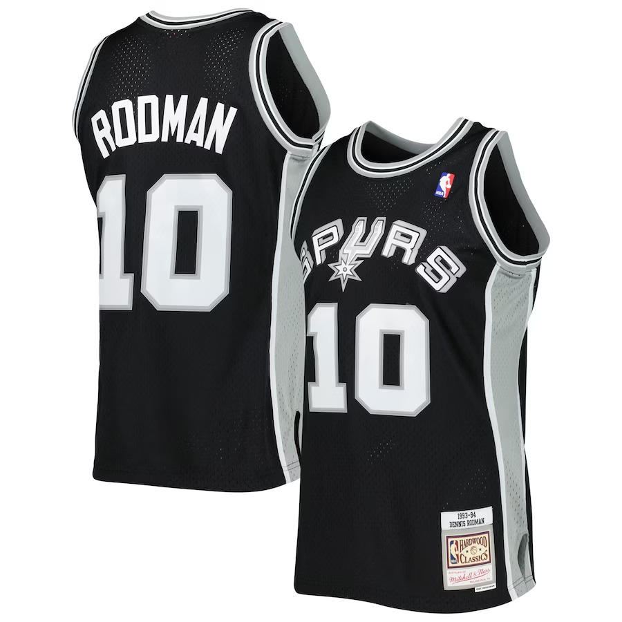 Men's San Antonio Spurs Dennis Rodman Mitchell & Ness Black 2001/02 Hardwood Classics Swingman Jersey - Ujersey
