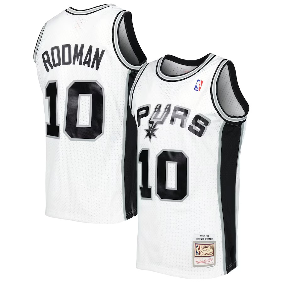 Men's San Antonio Spurs Dennis Rodman Mitchell & Ness White 2001/02 Hardwood Classics Swingman Jersey - Ujersey