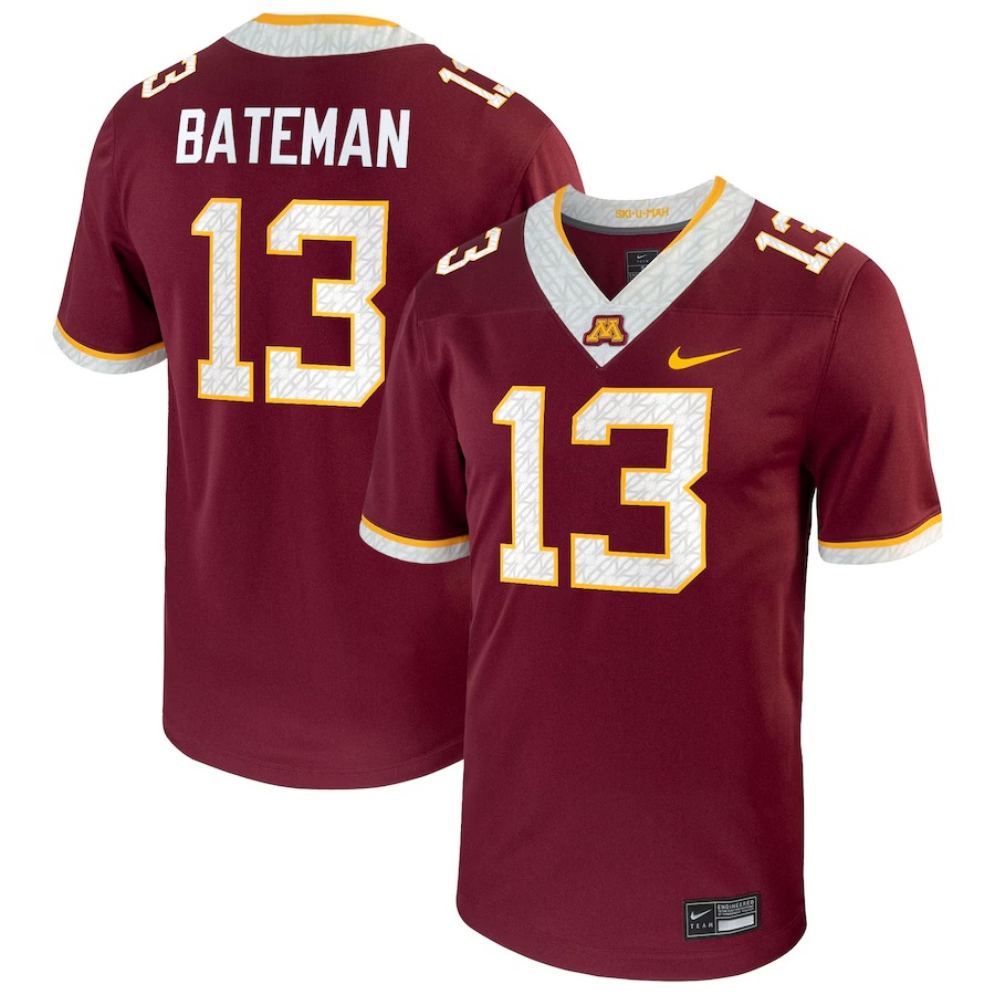 Men's Nike Rashod Bateman Maroon Minnesota Golden Gophers Player Game Jersey - Ujersey