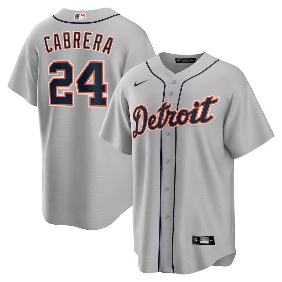 Men's Detroit Tigers Miguel Cabrera Nike Gray Road Replica Player Name Jersey - Ujersey