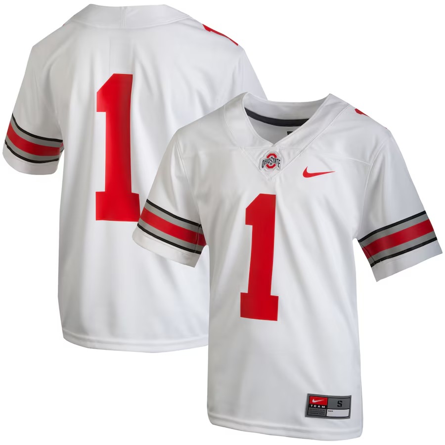 Youth Nike #1 White Ohio State Buckeyes Team Replica Football Jersey - Ujersey