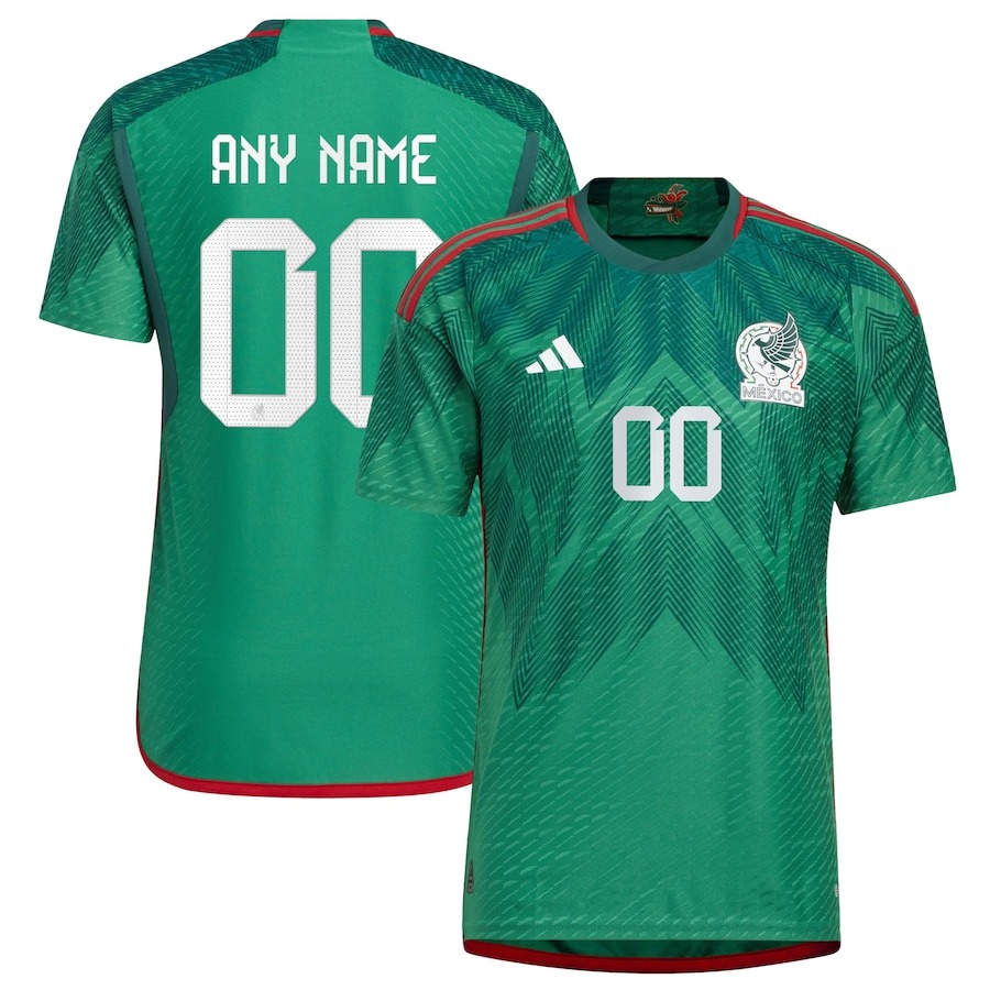 Men's Mexico National Team adidas Green 2022/23 Home Authentic Custom Jersey - Ujersey