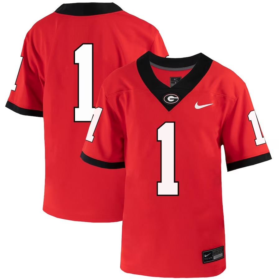 #1 Georgia Bulldogs Nike Youth 1st Armored Division Old Ironsides Untouchable Football Jersey - Red - Ujersey