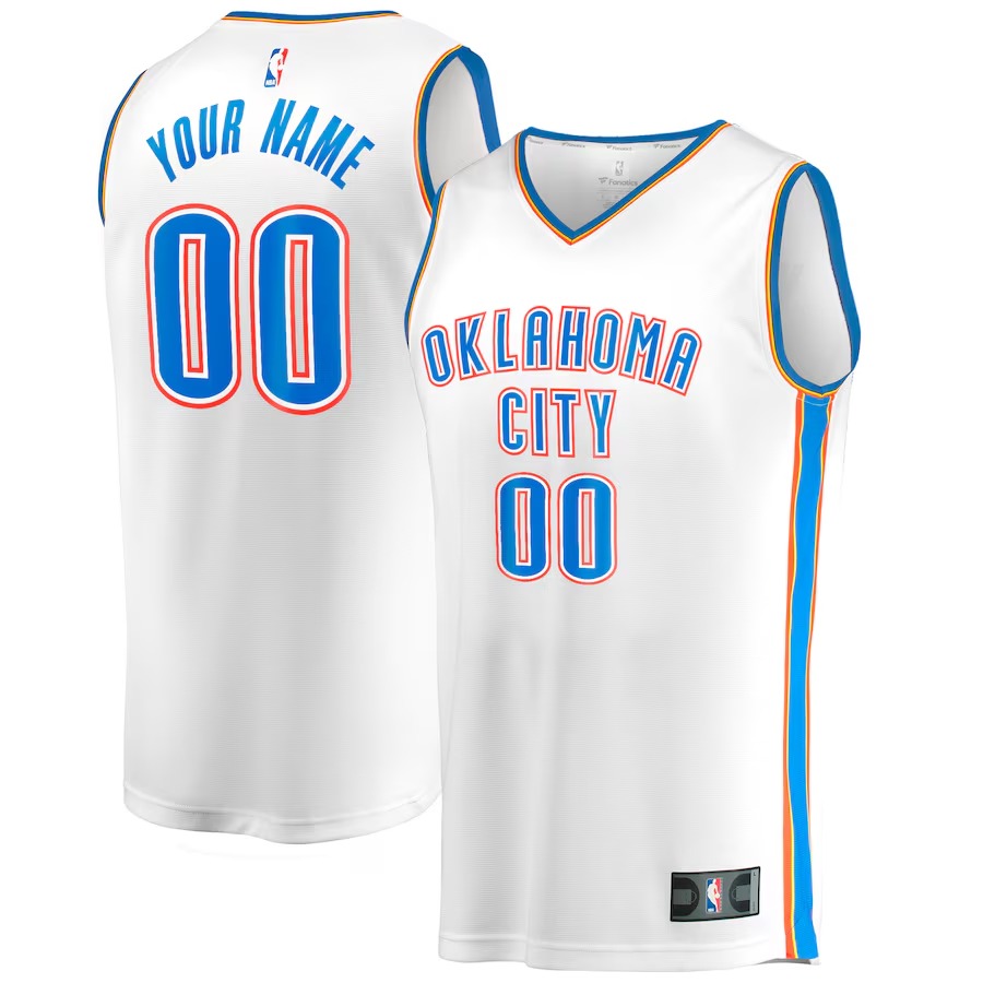 Men's Oklahoma City Thunder Fanatics White Fast Break Custom Replica Jersey - Association Edition - Ujersey