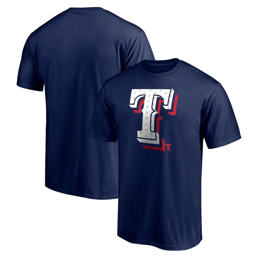 Men's Texas Rangers Navy Red White and Team T-Shirt - Ujersey