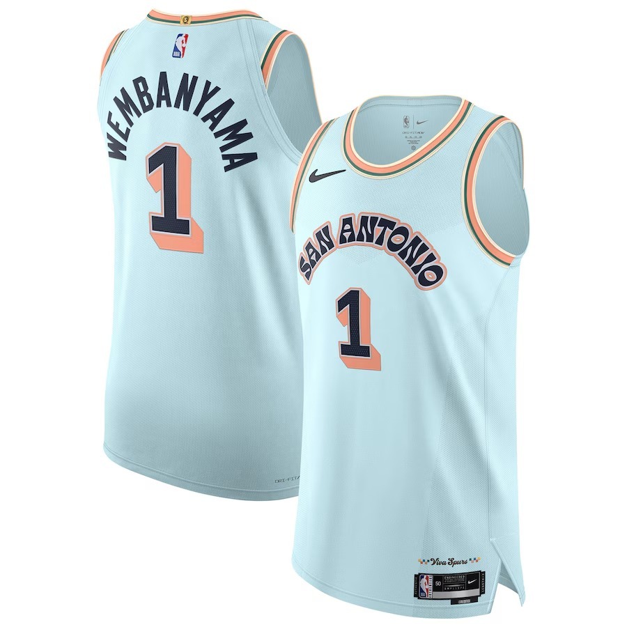 Men's San Antonio Spurs Victor Wembanyama Nike Light Blue 2024/25 Authentic Player Jersey - City Edition - Ujersey