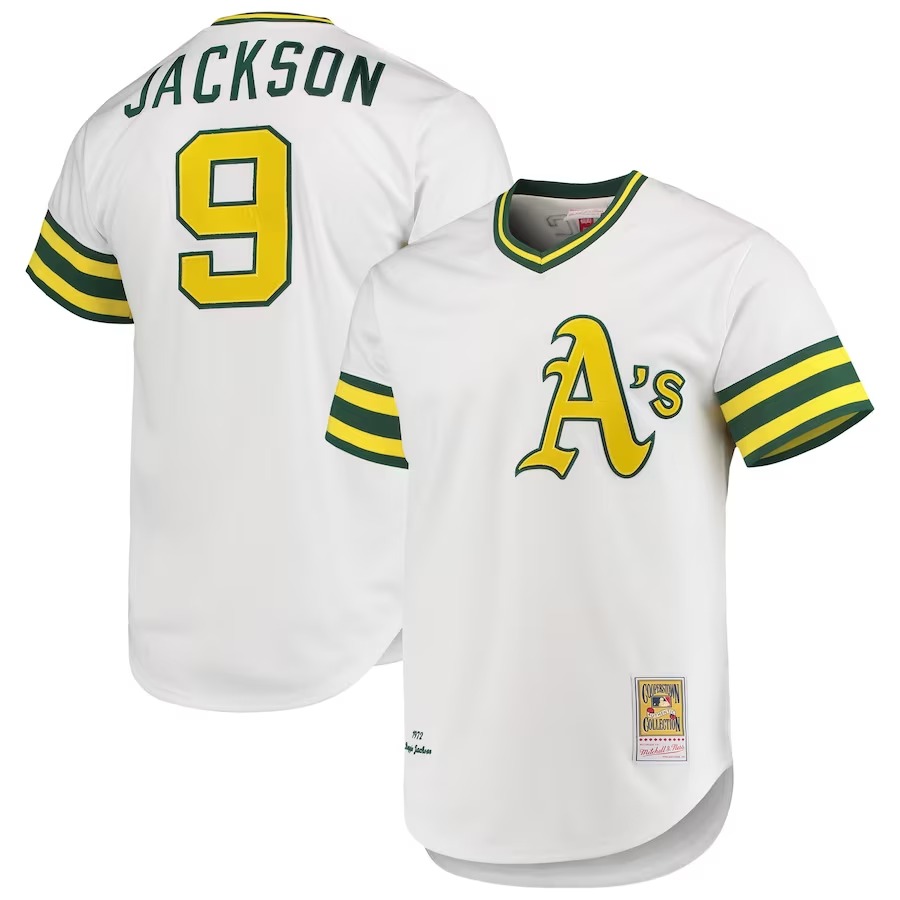 Men's Oakland Athletics Reggie Jackson Mitchell & Ness White 1972 Cooperstown Collection Authentic Jersey - Ujersey