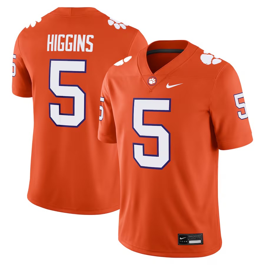 Men's Nike Tee Higgins Orange Clemson Tigers Player Game Jersey - Ujersey