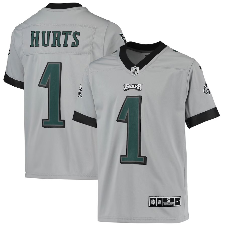 Youth Philadelphia Eagles Jalen Hurts Nike Silver Inverted Team Game Jersey - Ujersey