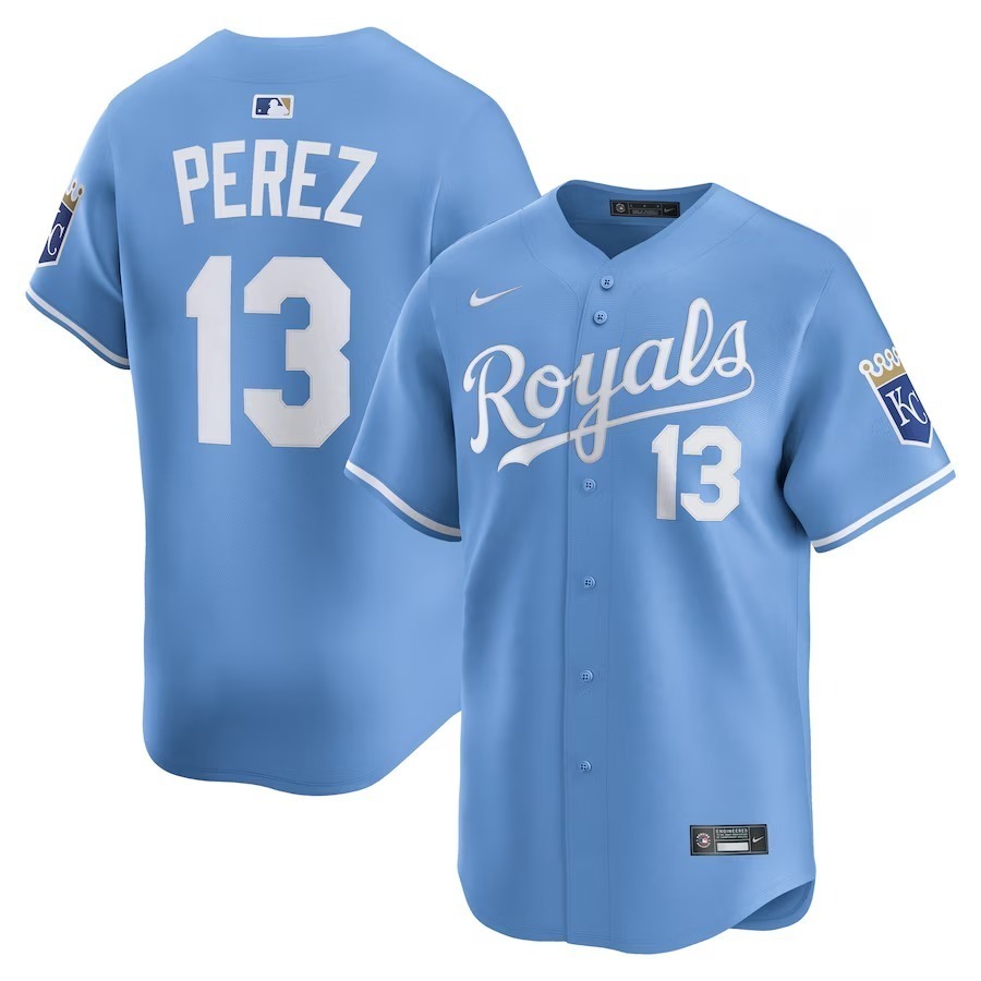 Men's Kansas City Royals Salvador Perez Nike Light Blue Alternate Limited Player Jersey - Ujersey