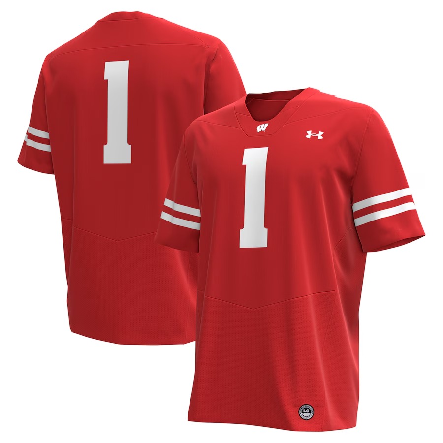 Men's Under Armour #1 Red Wisconsin Badgers Replica Football Jersey - Ujersey