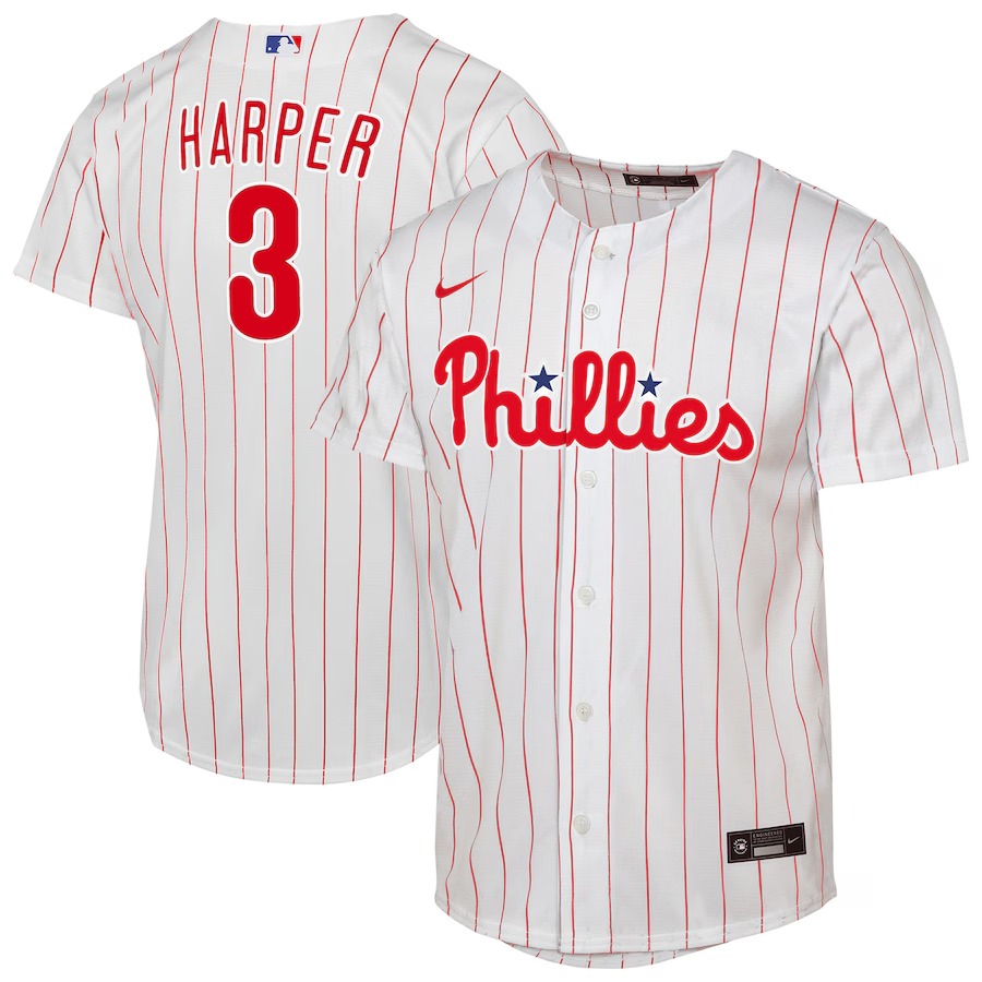 Youth Philadelphia Phillies Bryce Harper Nike White Home Replica Player Jersey - Ujersey
