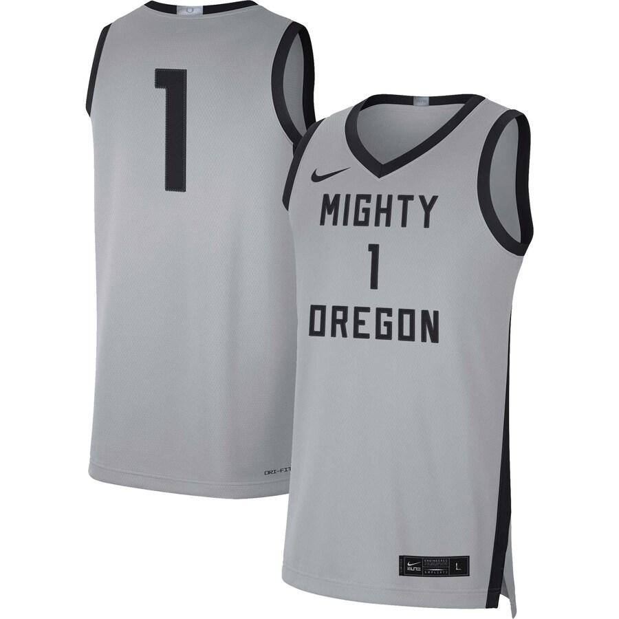 Men's Nike #1 Gray/Black Oregon Ducks Limited Basketball Jersey - Ujersey