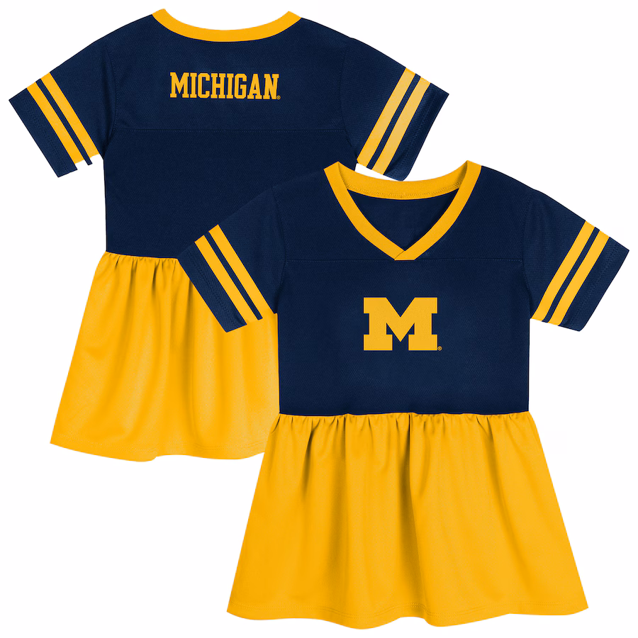 Girls Preschool Outerstuff Navy/Maize Michigan Wolverines Stadium Lights Fashion Jersey Dress - Ujersey