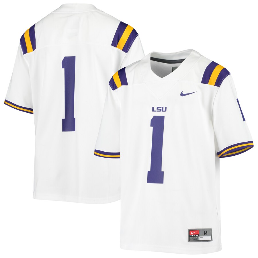 Youth Nike #1 White LSU Tigers Untouchable Football Jersey - Ujersey