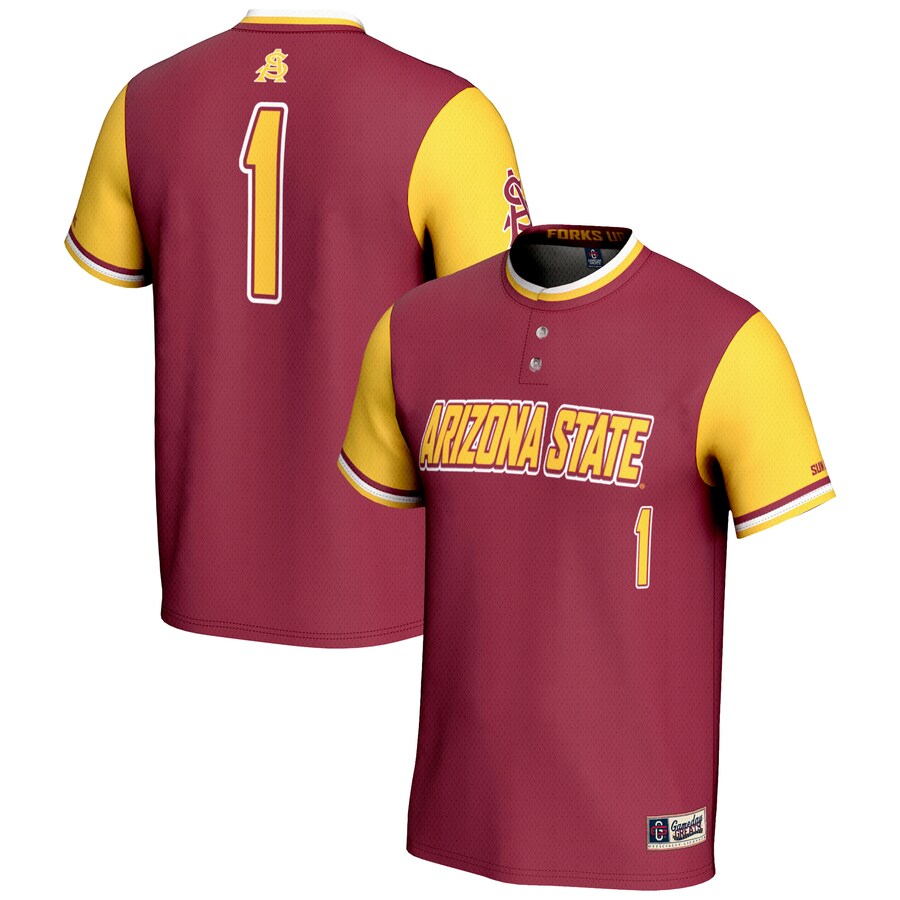 GameDay Greats #1 Maroon Arizona State Sun Devils Lightweight Softball Jersey - Ujersey