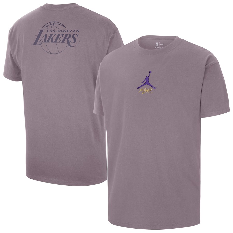 Men's Los Angeles Lakers Jordan Brand Purple Statement Edition Jumpman Flight Heavyweight T-Shirt - Ujersey