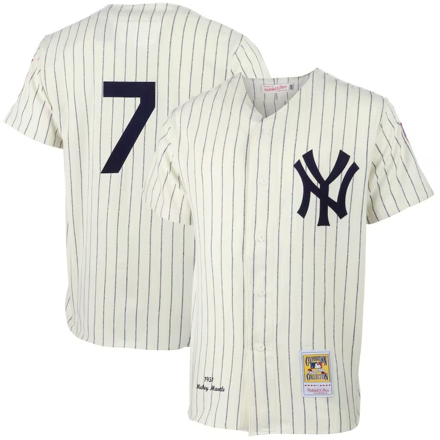 Men's New York Yankees Mickey Mantle Mitchell & Ness Cream 1951 Cooperstown Collection Authentic Jersey - Ujersey