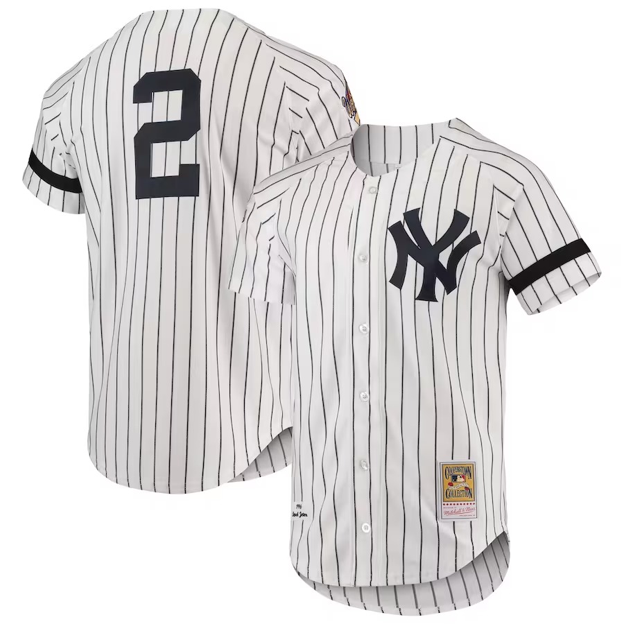 Men's New York Yankees Mitchell & Ness White Cooperstown Collection 1996 Authentic Home Jersey - Ujersey