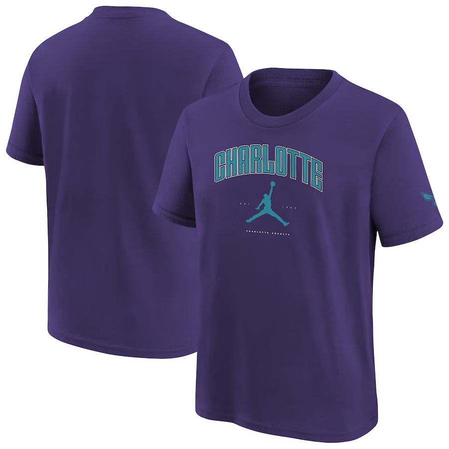 Youth Charlotte Hornets Jordan Brand Purple Essential Cities T-Shirt - Ujersey