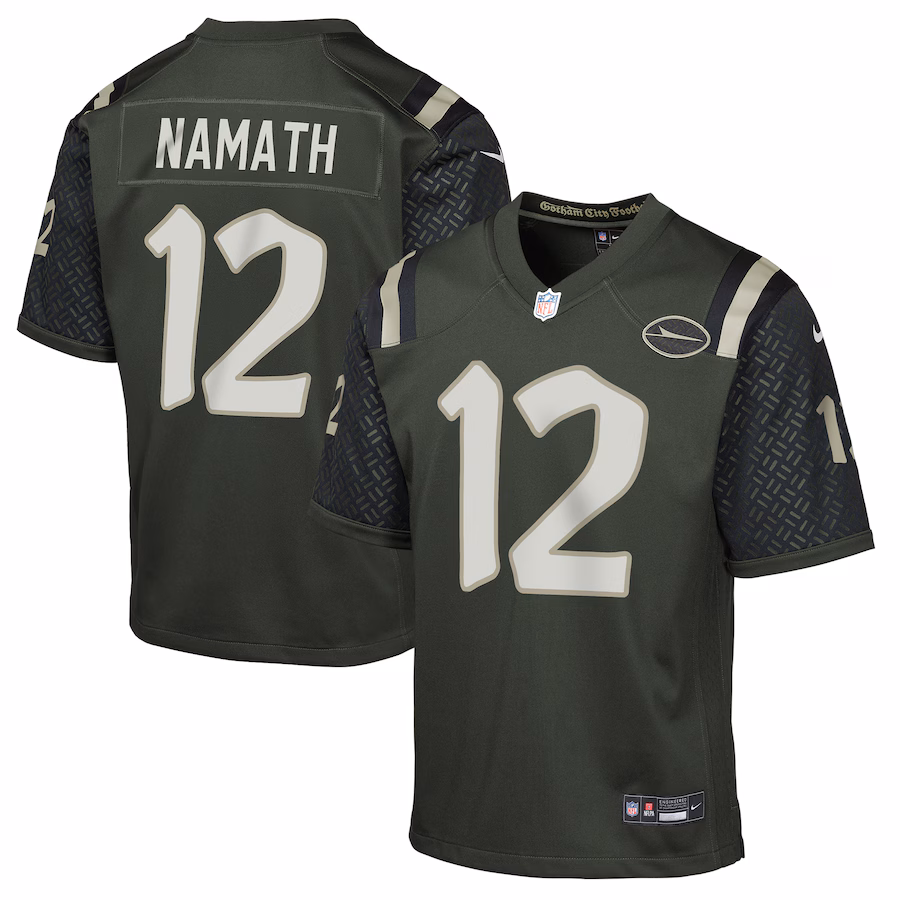 Youth New York Jets Joe Namath Nike Gotham Green 2025 Rivalries Collection Retired Player Game Jersey - Ujersey