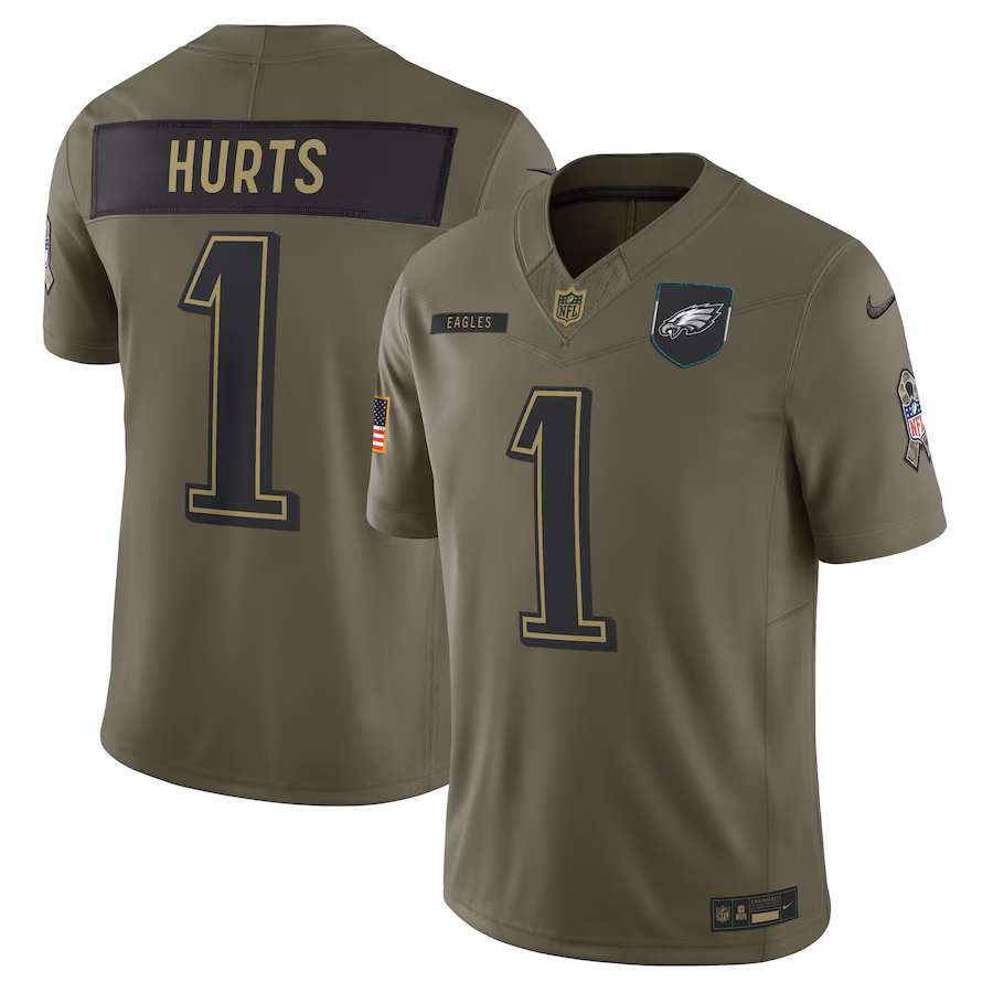 Men's Philadelphia Eagles Jalen Hurts Nike Olive 2025 Salute to Service Limited Jersey - Ujersey