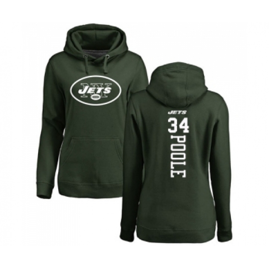 Football Women's New York Jets #34 Brian Poole Green Backer Pullover Hoodie - Ujersey