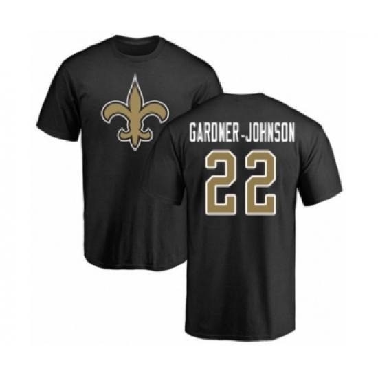 Football New Orleans Saints #22 Chauncey Gardner-Johnson Black Name & Number Logo T-Shirt - Ujersey