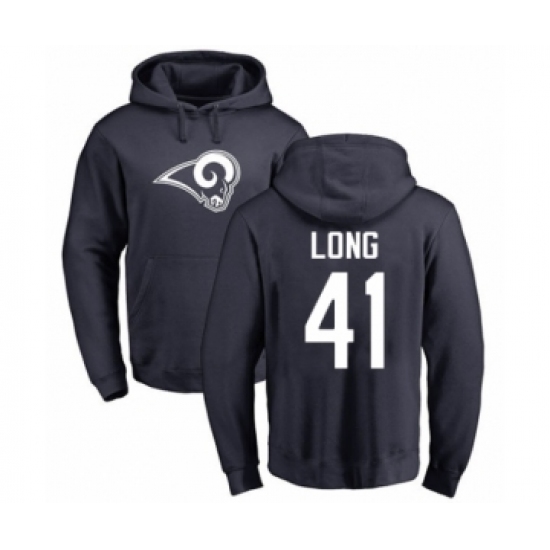 Football Los Angeles Rams #41 David Long Navy Blue Name & Number Logo Pullover Hoodie - Ujersey