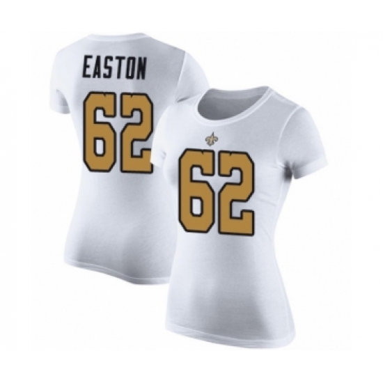 Football Women's New Orleans Saints #62 Nick Easton White Rush Pride Name & Number T-Shirt - Ujersey