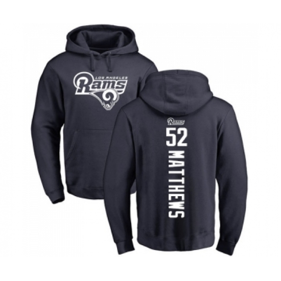 Football Los Angeles Rams #52 Clay Matthews Navy Blue Backer Pullover Hoodie - Ujersey