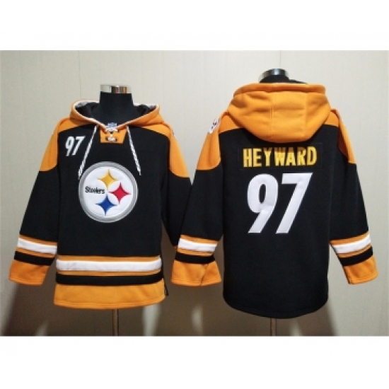 Men's Pittsburgh Steelers #97 Cameron Heyward Black Ageless Must-Have Lace-Up Pullover Hoodie - Ujersey