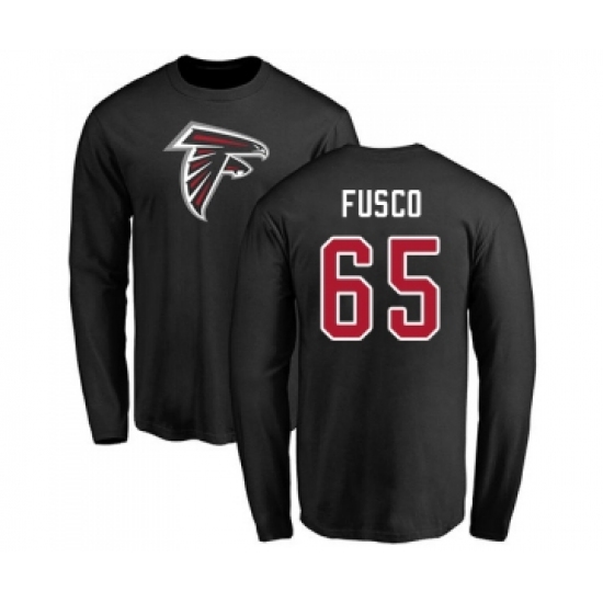 Football Atlanta Falcons #65 Brandon Fusco Black Name & Number Logo Long Sleeve T-Shirt - Ujersey