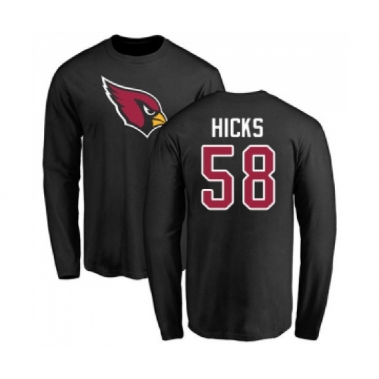 Football Arizona Cardinals #58 Jordan Hicks Black Name & Number Logo Long Sleeve T-Shirt - Ujersey