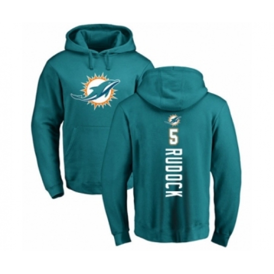Football Miami Dolphins #5 Jake Rudock Aqua Green Backer Pullover Hoodie - Ujersey