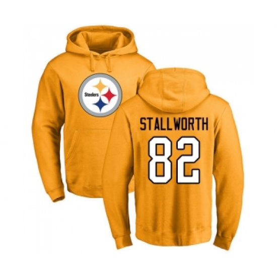 Football Pittsburgh Steelers #82 John Stallworth Gold Name & Number Logo Pullover Hoodie - Ujersey