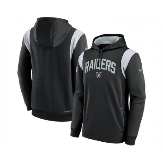 Mens Las Vegas Raiders Black Sideline Stack Performance Pullover Hoodie - Ujersey