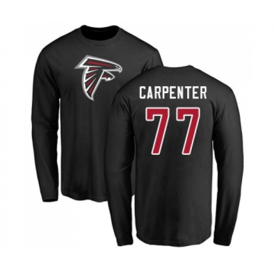 Football Atlanta Falcons #77 James Carpenter Black Name & Number Logo Long Sleeve T-Shirt - Ujersey
